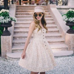 Anthropologie Maeve yellow dragonfly cafe dress